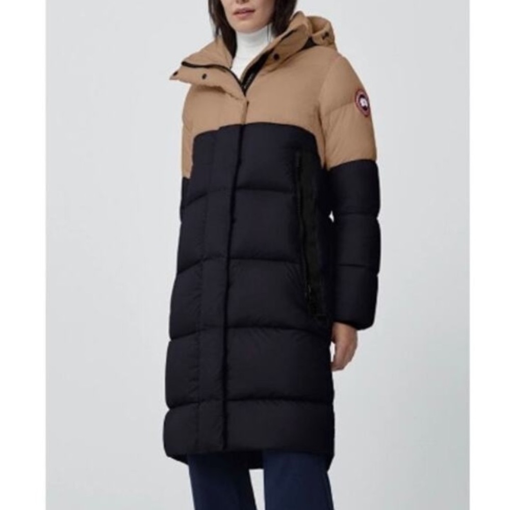 Canada Goose Two-Tone Parka - Tan and Black - Picture 4 of 9